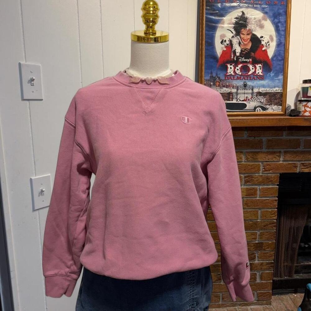 Champion pink crewneck sweatshirt size